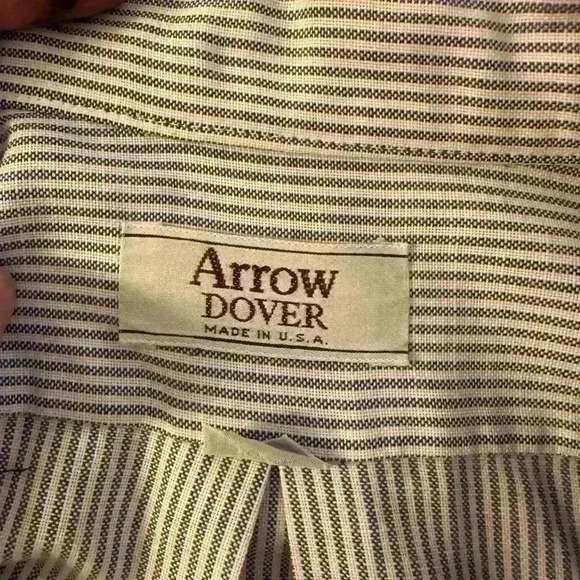 Arrow‎ Dover Blue and White Striped Button down Shirt Cotton Men/Women Sz S - Picture 8 of 8